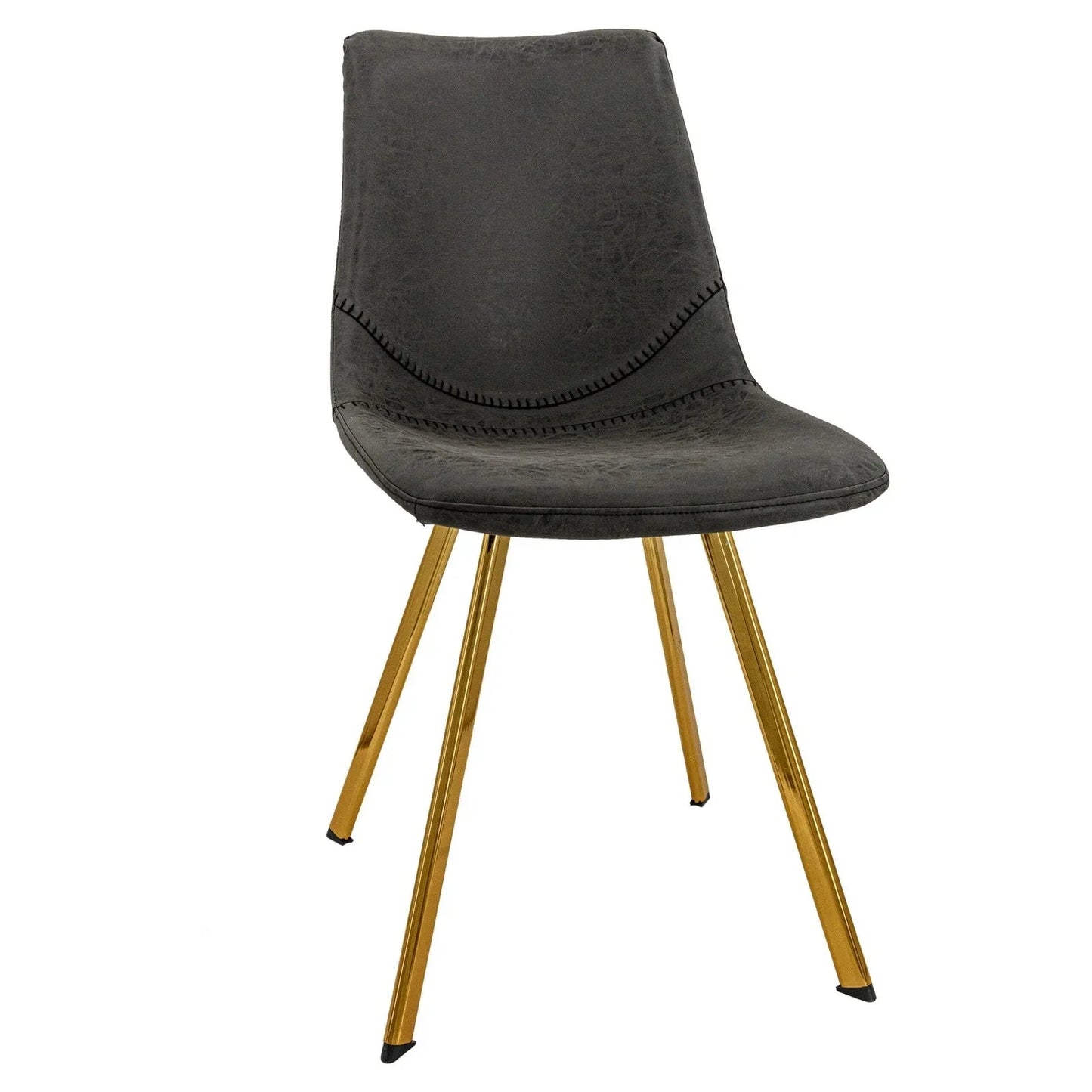 Markley Modern Leather Dining Chair With Gold Legs Set of 4 - Elax Furniture
