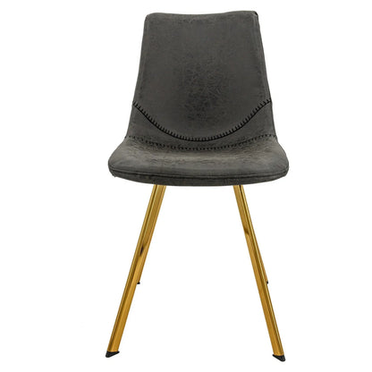Markley Modern Leather Dining Chair With Gold Legs Set of 4 - Elax Furniture