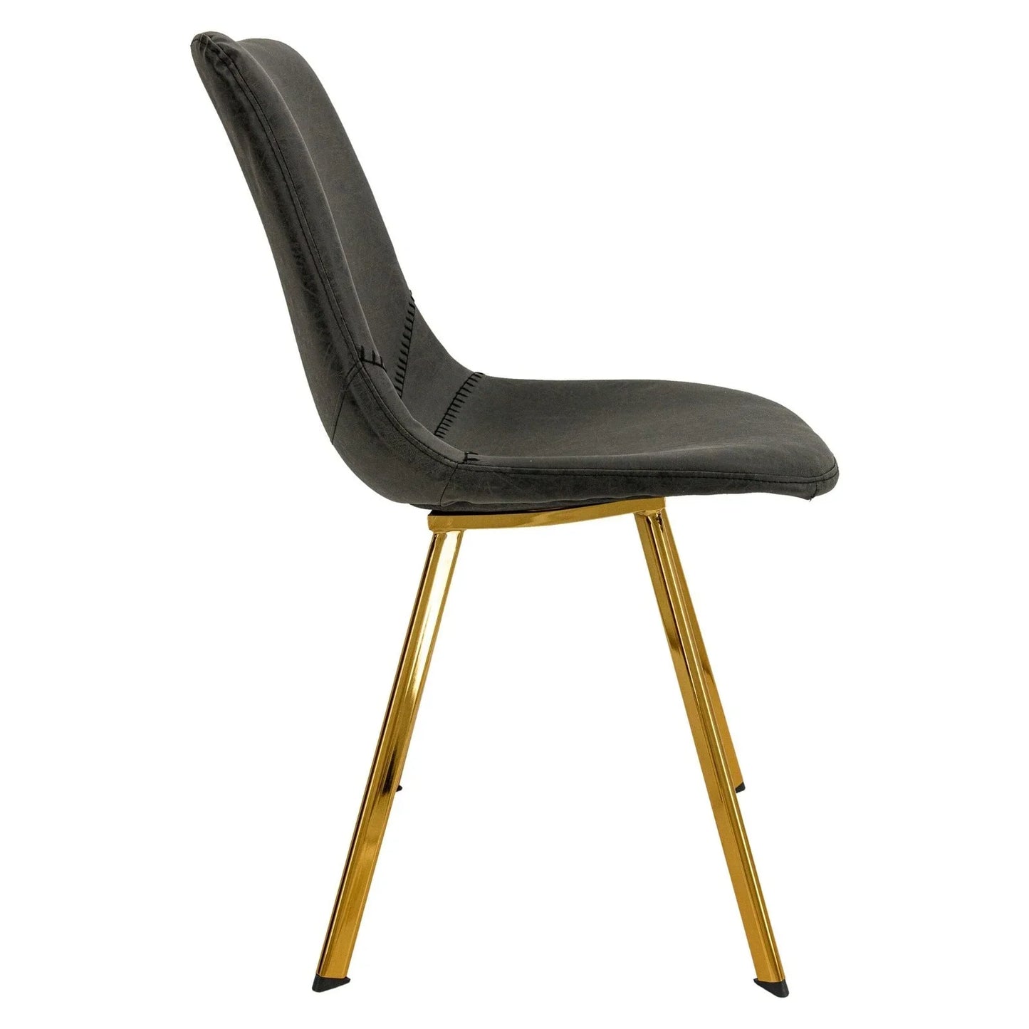 Markley Modern Leather Dining Chair With Gold Legs Set of 2 - Elax Furniture