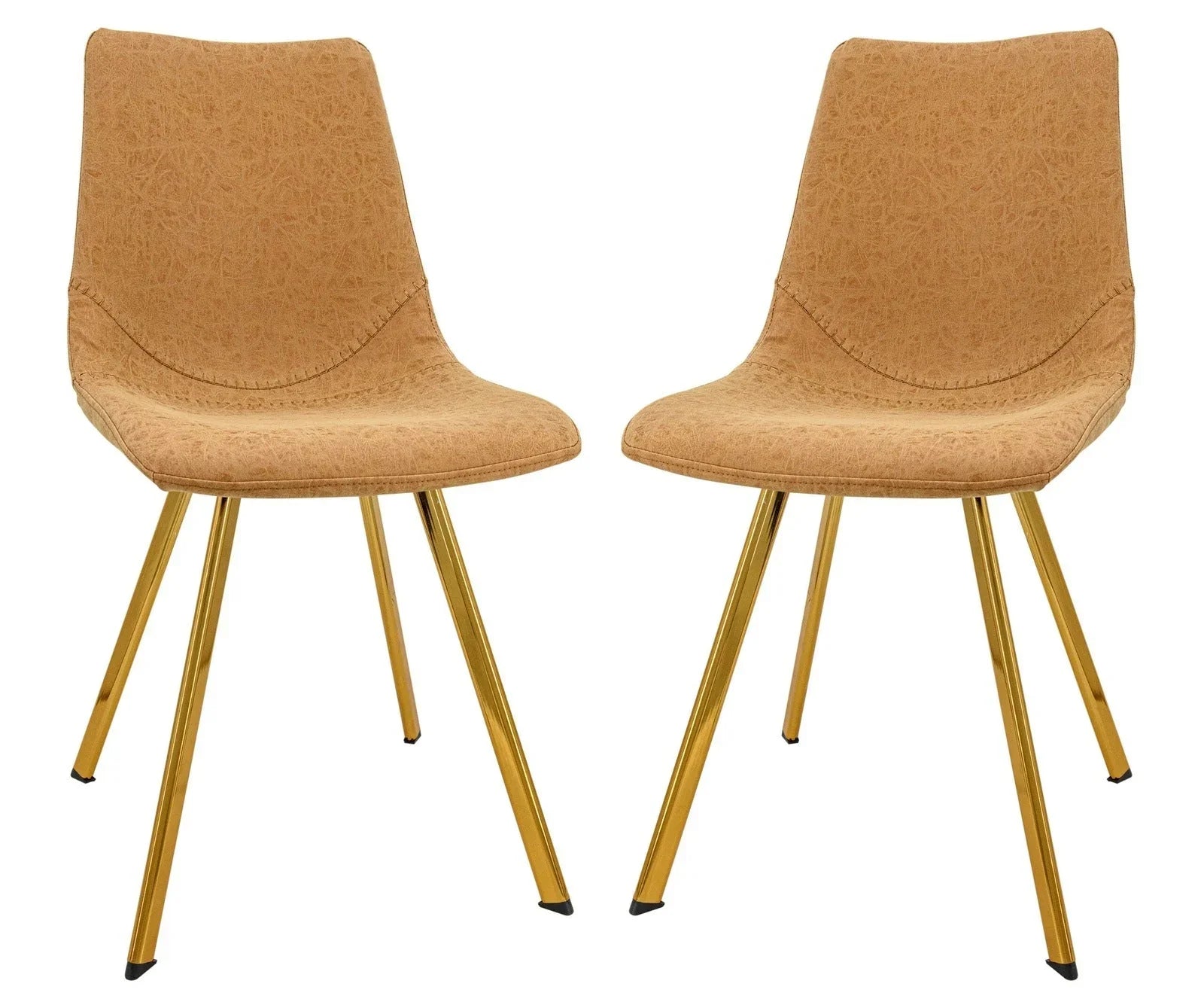 Markley Modern Leather Dining Chair With Gold Legs Set of 2 - Elax Furniture