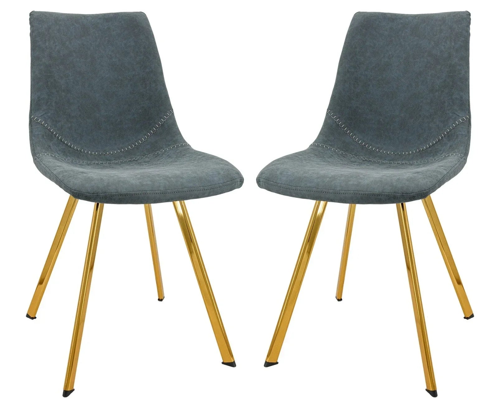 Markley Modern Leather Dining Chair With Gold Legs Set of 2 - Elax Furniture