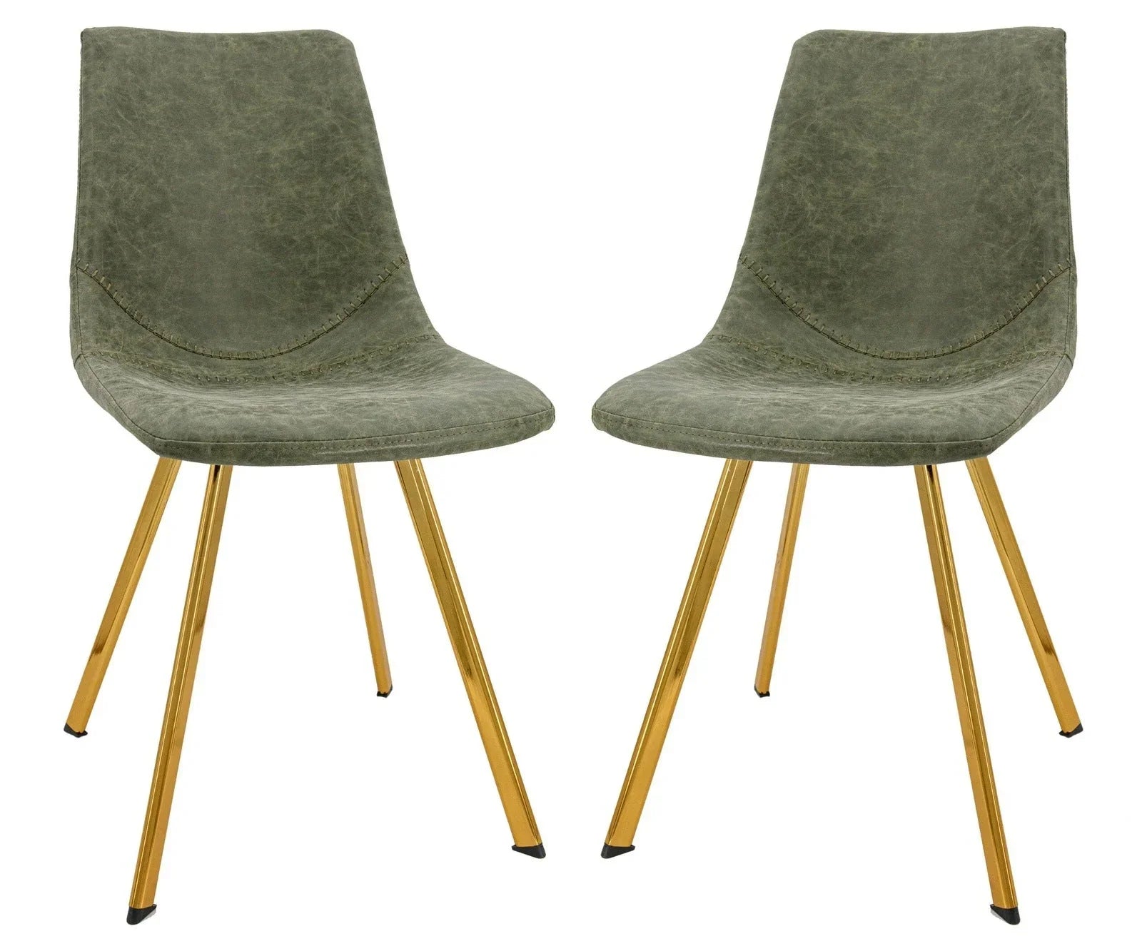 Markley Modern Leather Dining Chair With Gold Legs Set of 2 - Elax Furniture