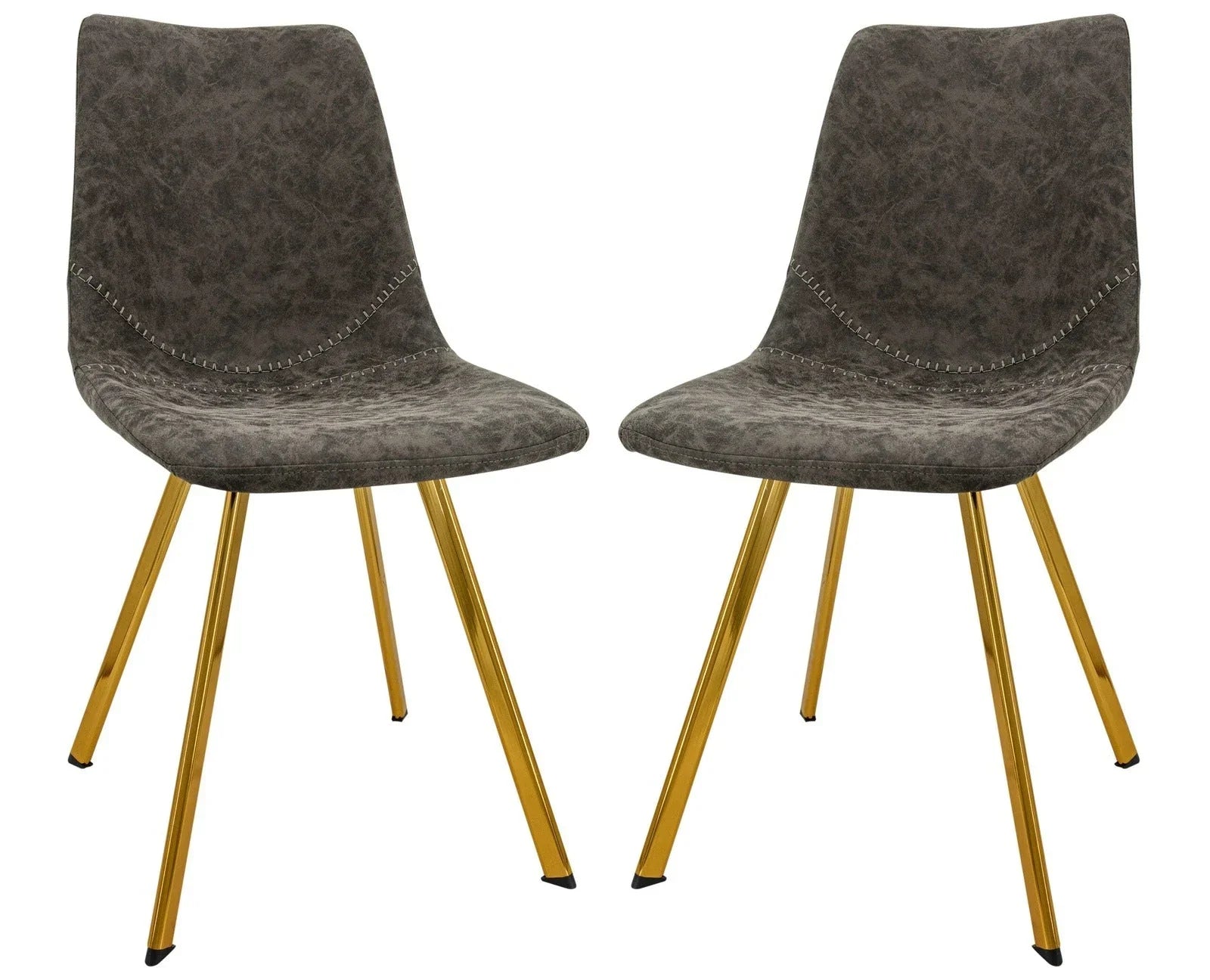 Markley Modern Leather Dining Chair With Gold Legs Set of 2 - Elax Furniture