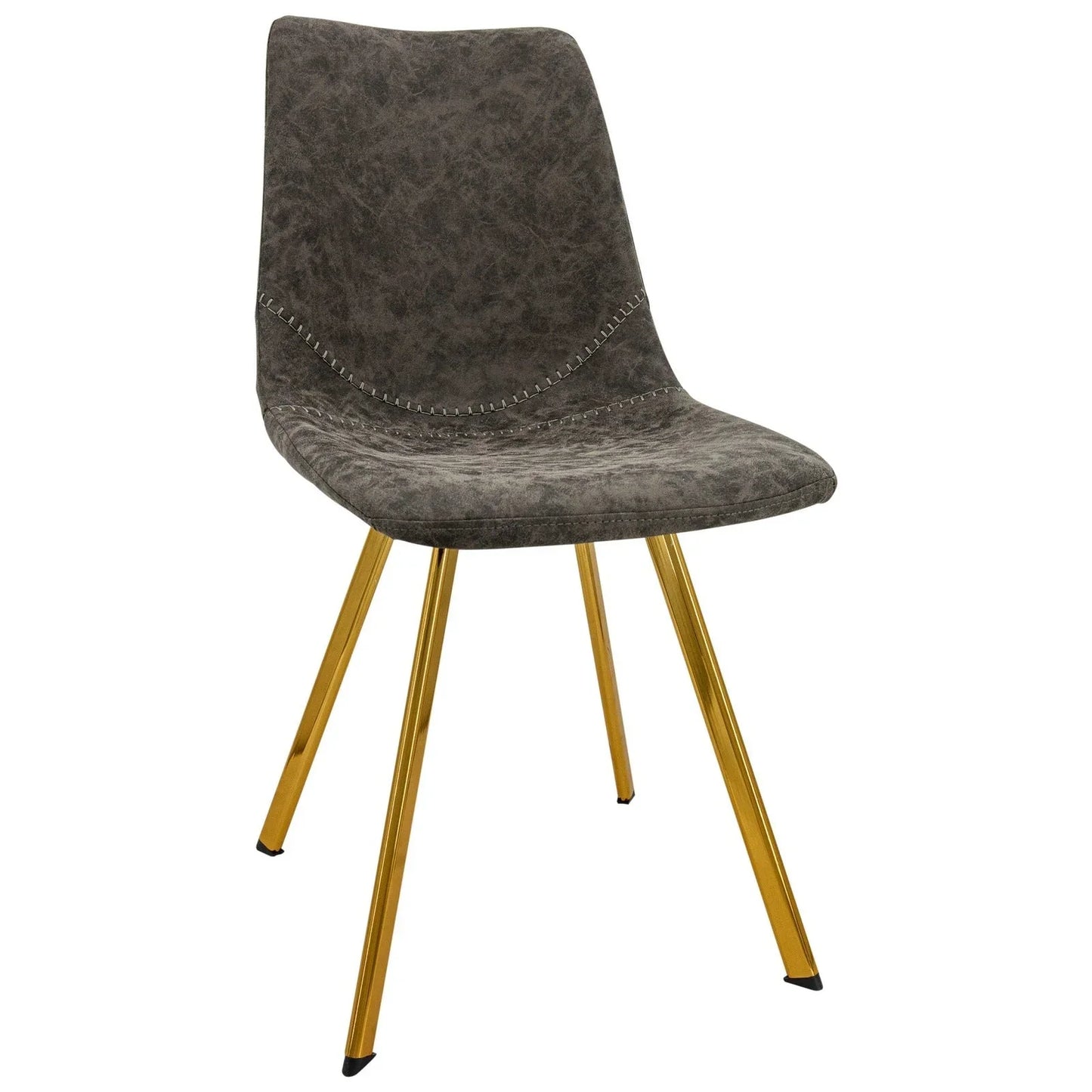 Markley Modern Leather Dining Chair With Gold Legs Set of 4 - Elax Furniture