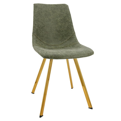 Markley Modern Leather Dining Chair With Gold Legs Set of 4 - Elax Furniture