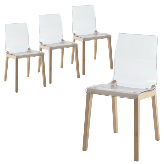 Marsden Modern Dining Side Chair with Beech Wood Legs, Set of 4 - Elax Furniture