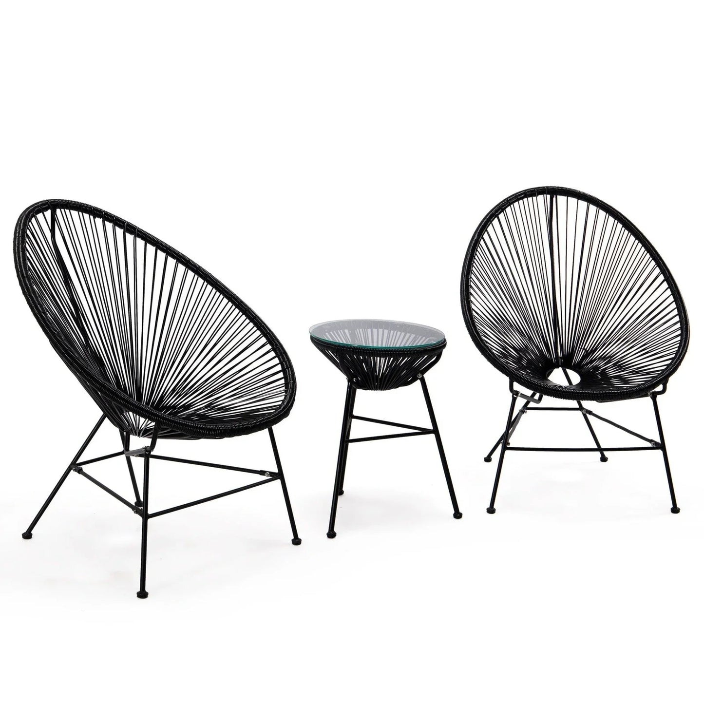 Montara 3 Piece Outdoor Lounge Patio Chairs With Glass Top Table - Elax Furniture