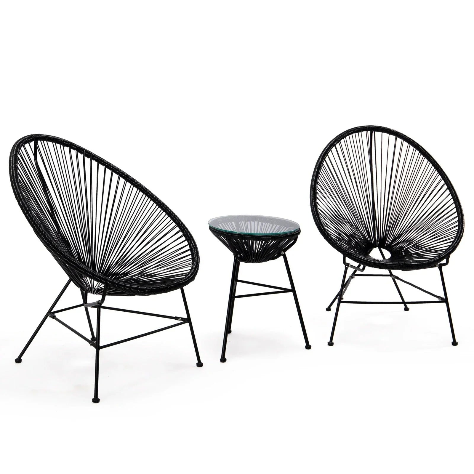 Montara 3 Piece Outdoor Lounge Patio Chairs With Glass Top Table - Elax Furniture