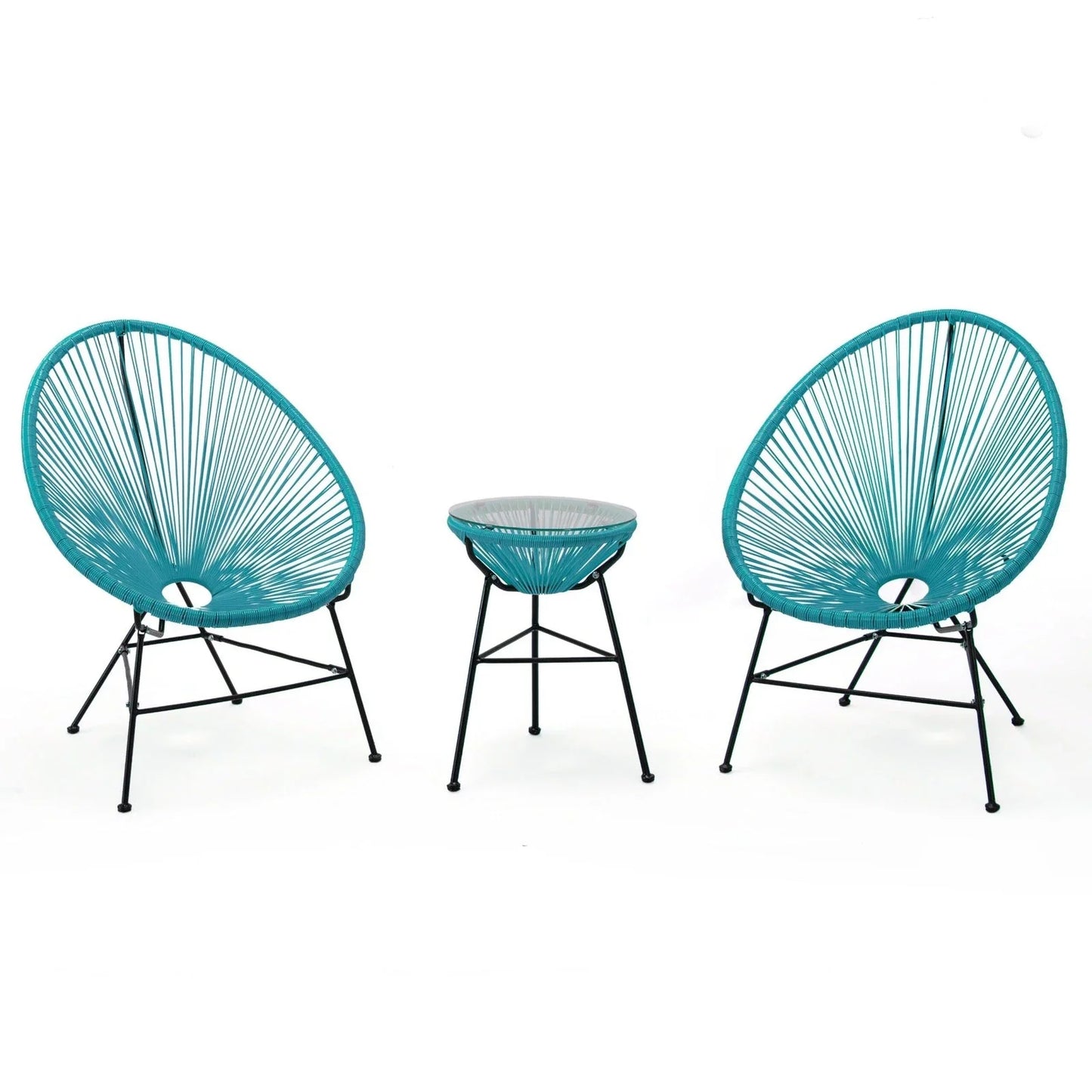 Montara 3 Piece Outdoor Lounge Patio Chairs With Glass Top Table - Elax Furniture