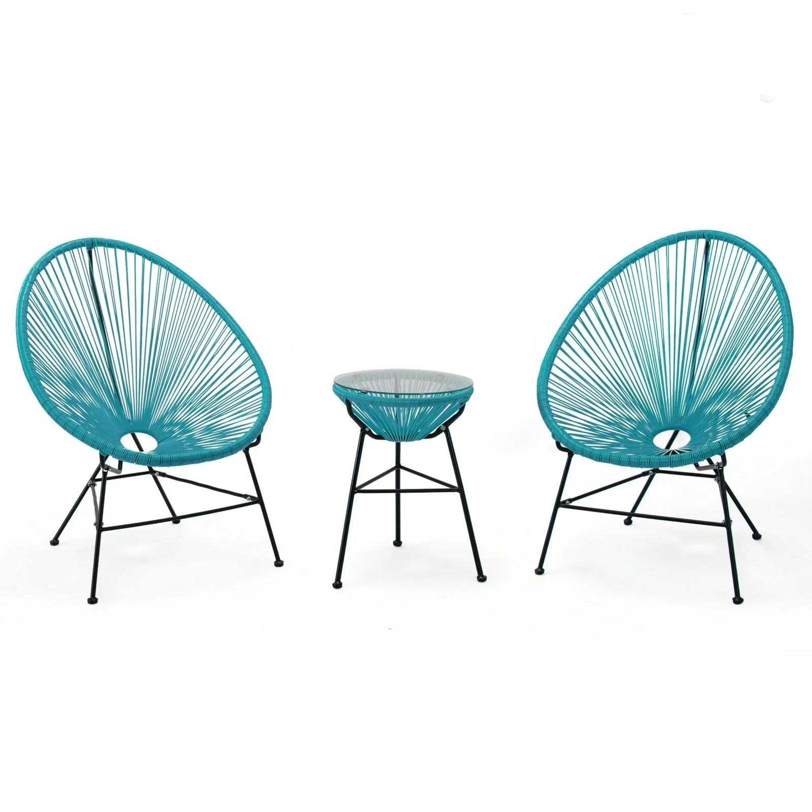 Montara 3 Piece Outdoor Lounge Patio Chairs With Glass Top Table - Elax Furniture