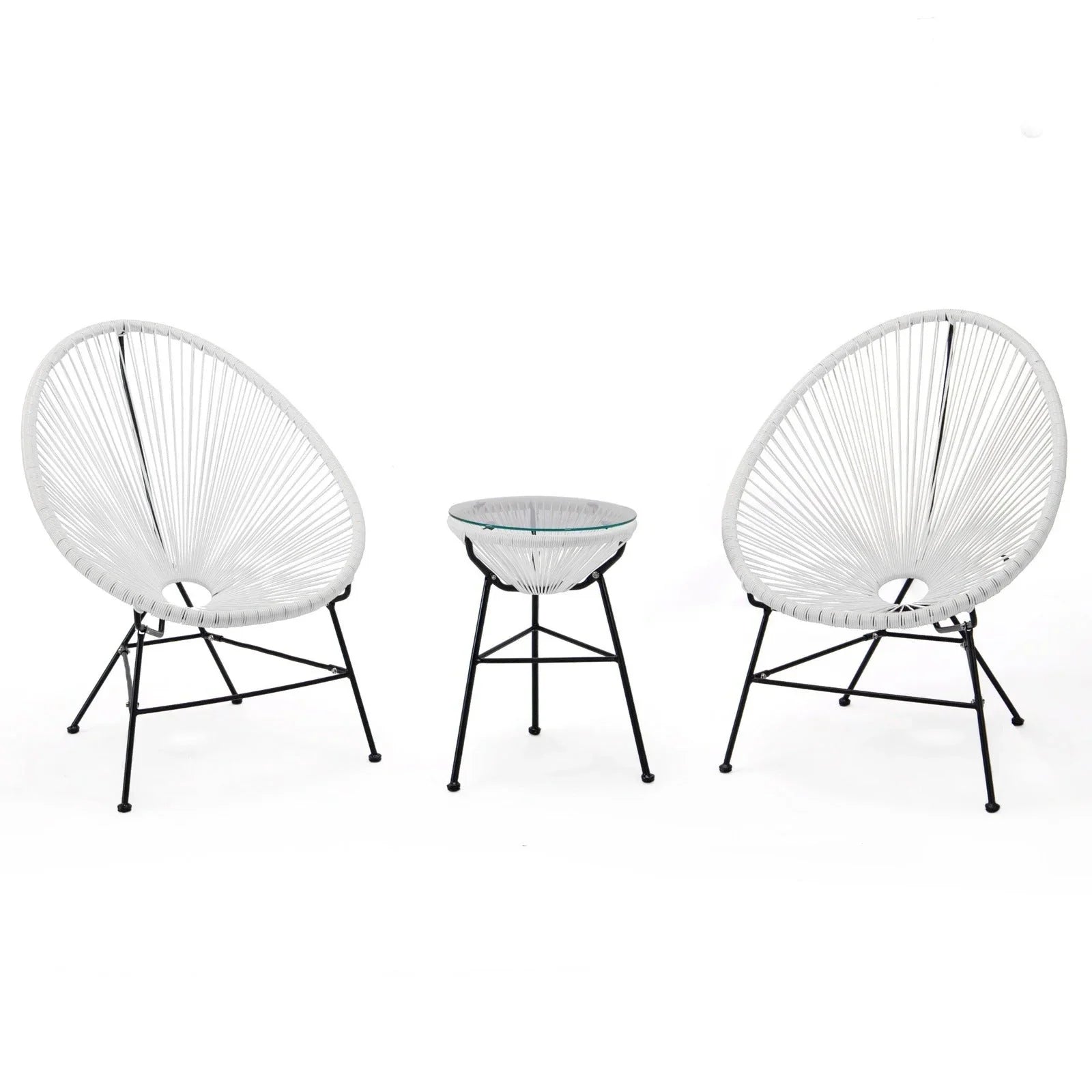 Montara 3 Piece Outdoor Lounge Patio Chairs With Glass Top Table - Elax Furniture