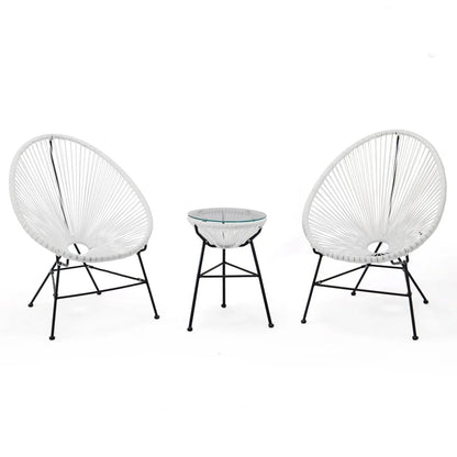 Montara 3 Piece Outdoor Lounge Patio Chairs With Glass Top Table - Elax Furniture