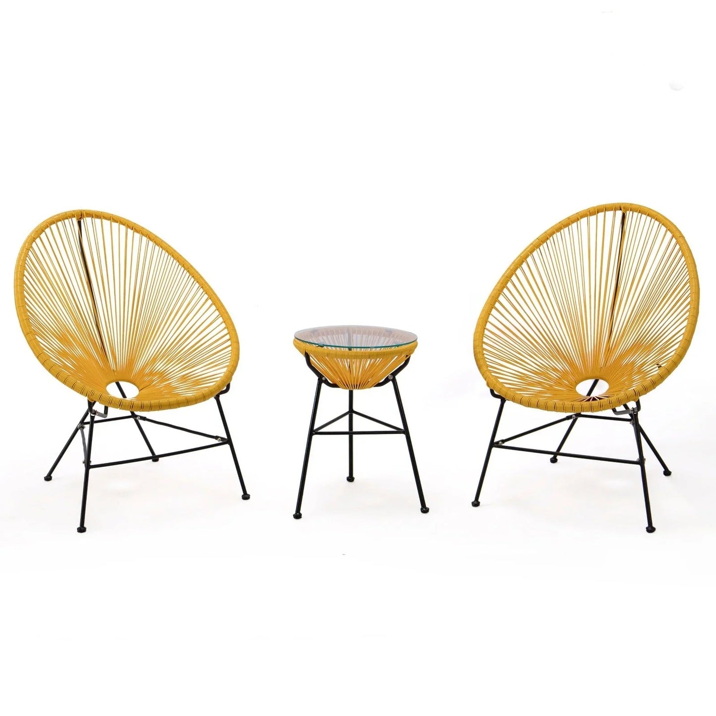 Montara 3 Piece Outdoor Lounge Patio Chairs With Glass Top Table - Elax Furniture