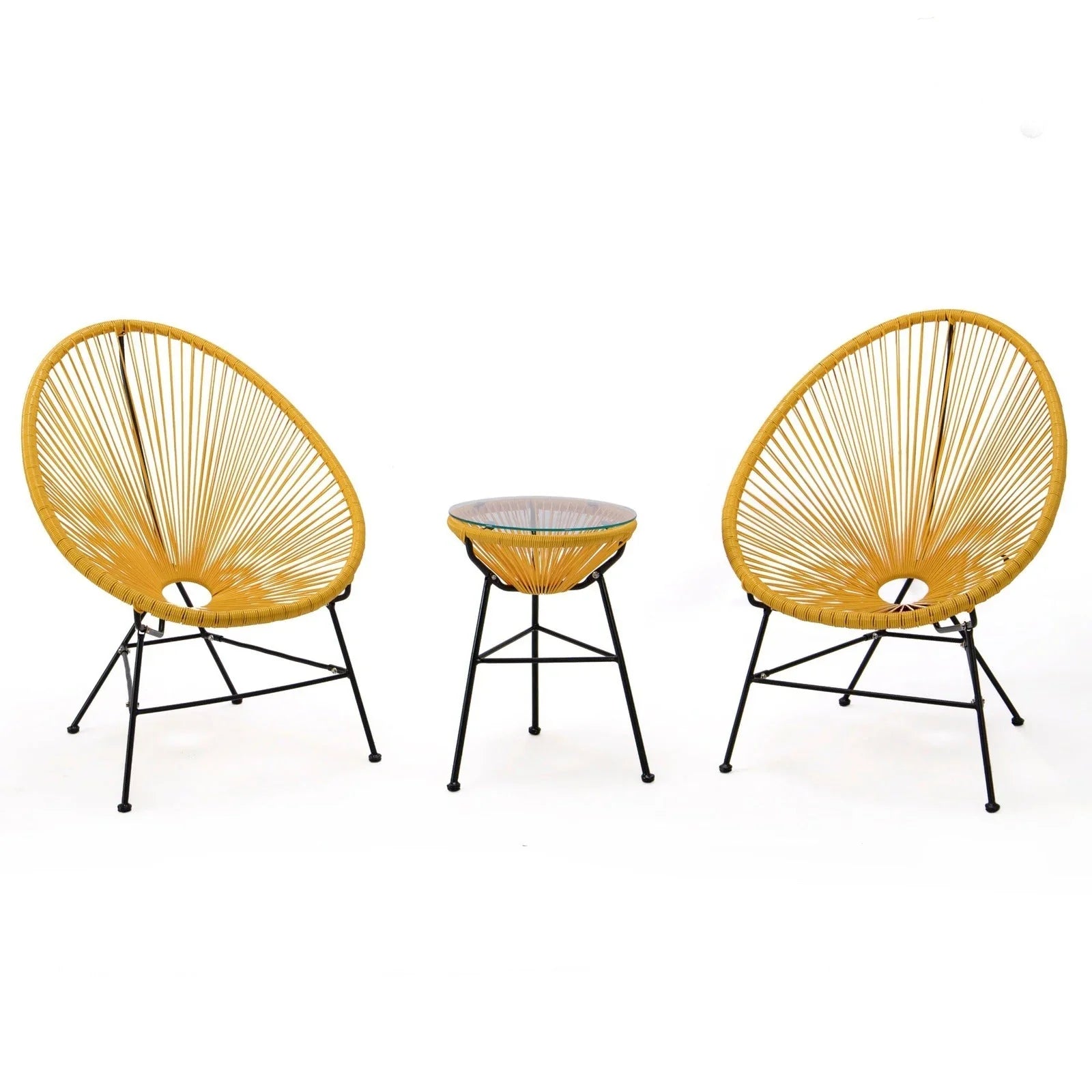 Montara 3 Piece Outdoor Lounge Patio Chairs With Glass Top Table - Elax Furniture