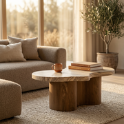 Monaco Coffee Table in Fiberstone With Pedestal Base for Indoor and Outdoor