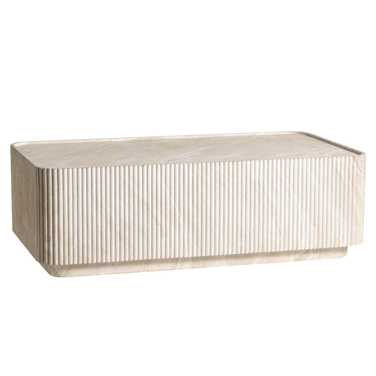 Malta Coffee Table in Fiberstone Fluted Pedestal Design for Indoor and Outdoor