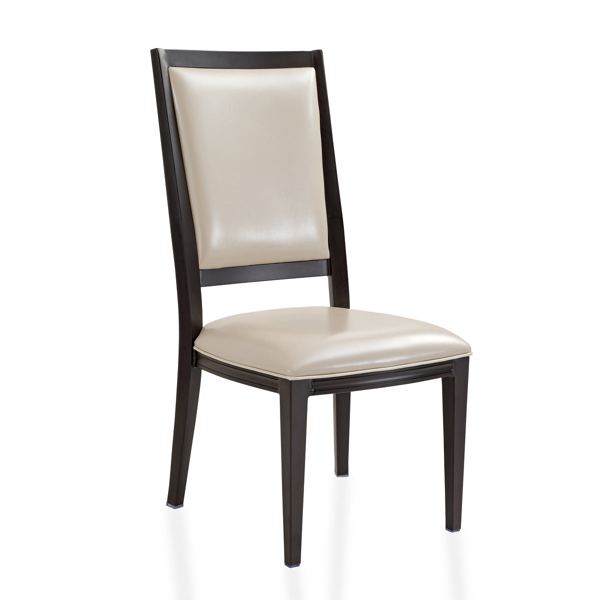 Madera Dining Chair with Leather Seat and Aluminum Legs in Walnut Finish