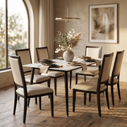 Madera Dining Chair with Leather Seat and Aluminum Legs in Walnut Finish