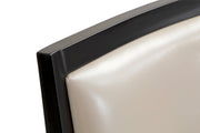 Madera Dining Chair with Leather Seat and Aluminum Crown Design Legs in Walnut Finish
