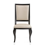 Madera Dining Chair with Leather Seat and Aluminum Crown Design Legs in Walnut Finish