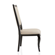 Madera Dining Chair with Leather Seat and Aluminum Crown Design Legs in Walnut Finish