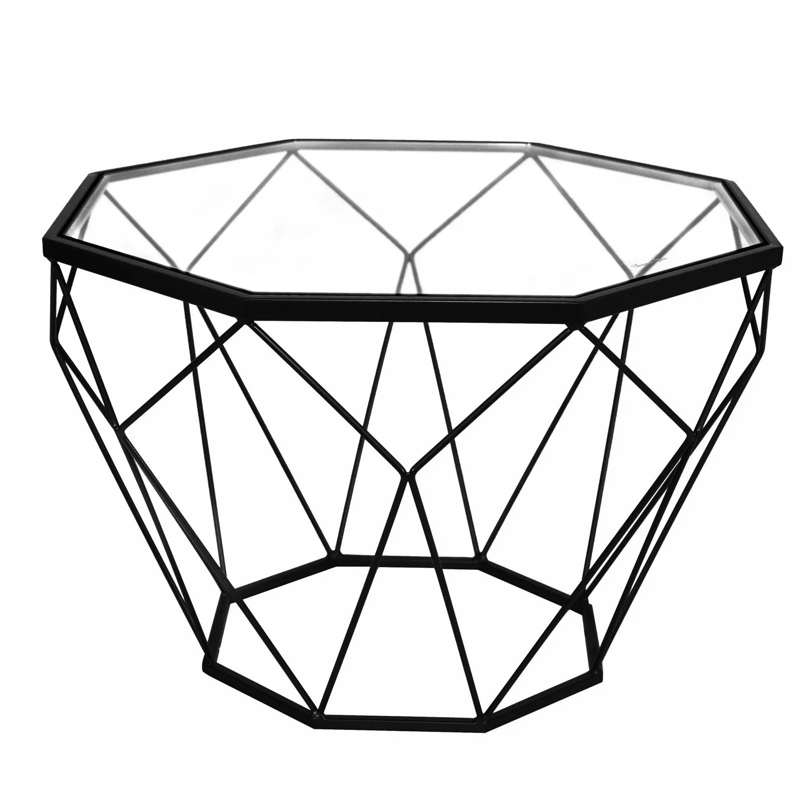 Malibu Octagon Glass Tabletop Coffee Table / End Table With Gold Metal Base - Elax Furniture