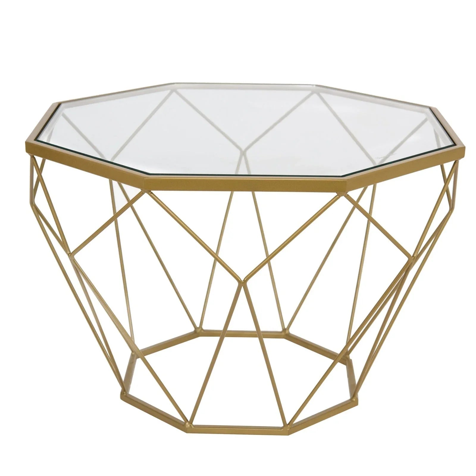 Malibu Octagon Glass Tabletop Coffee Table / End Table With Gold Metal Base - Elax Furniture