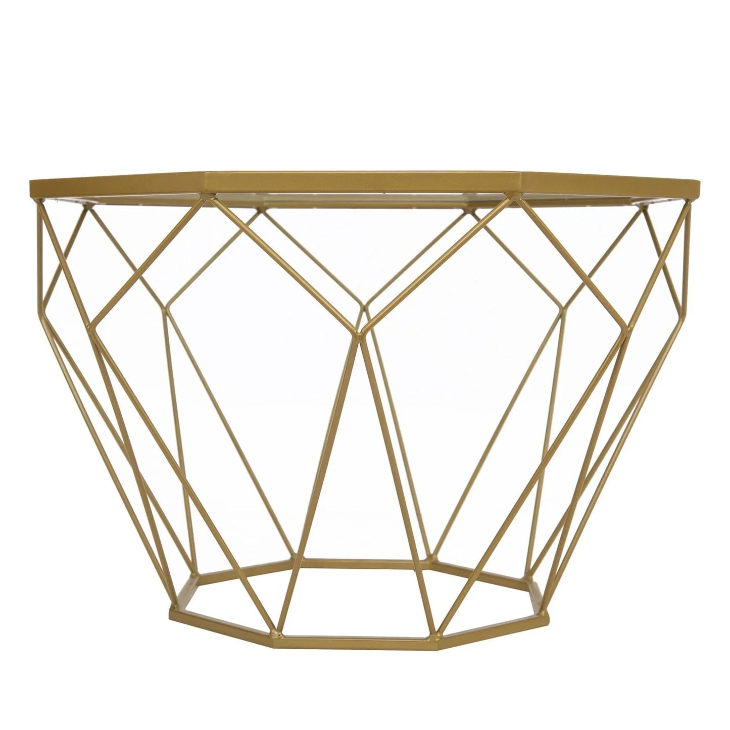 Malibu Octagon Glass Tabletop Coffee Table / End Table With Gold Metal Base - Elax Furniture