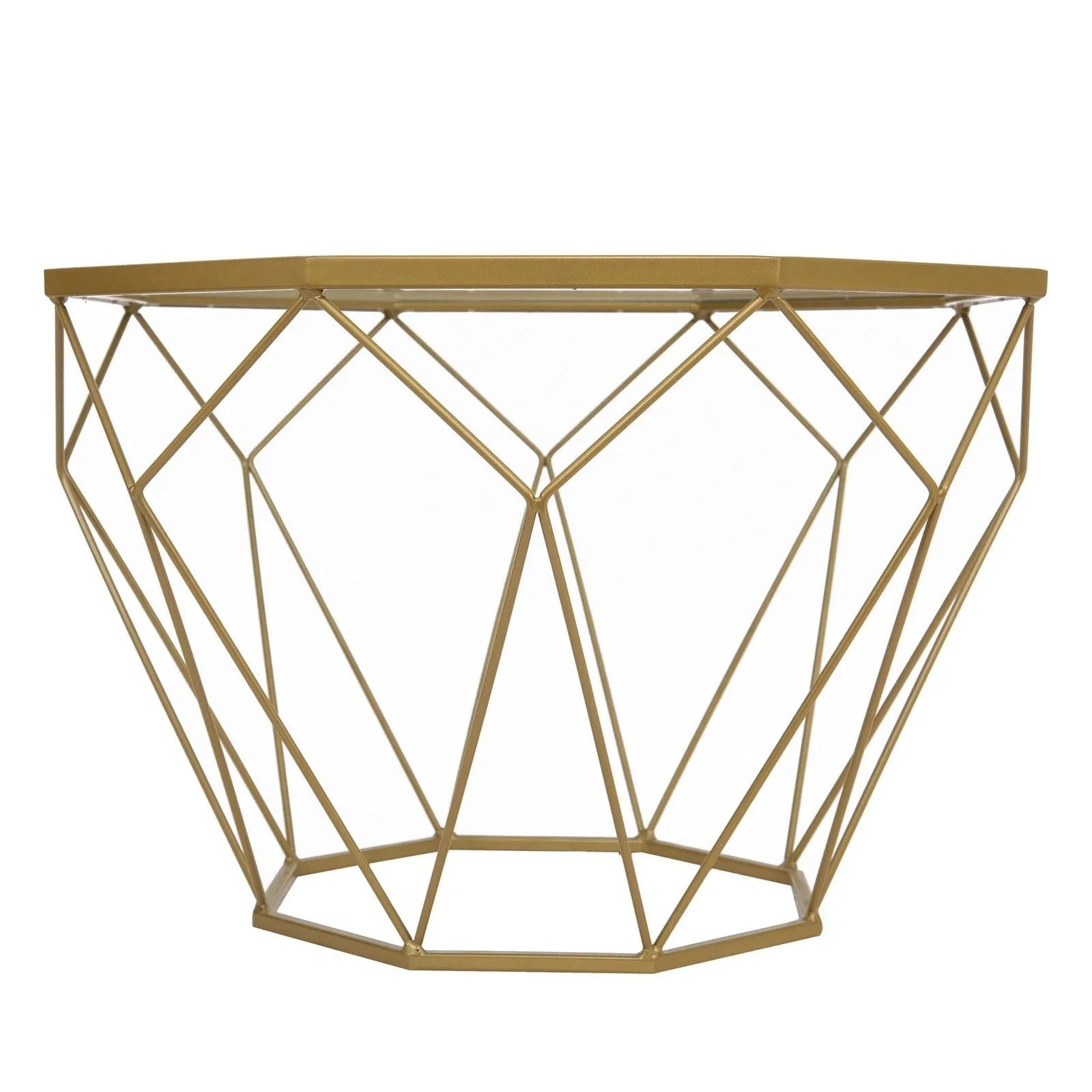 Malibu Octagon Glass Tabletop Coffee Table / End Table With Gold Metal Base - Elax Furniture