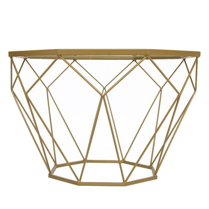 Malibu Octagon Glass Tabletop Coffee Table / End Table With Gold Metal Base - Elax Furniture