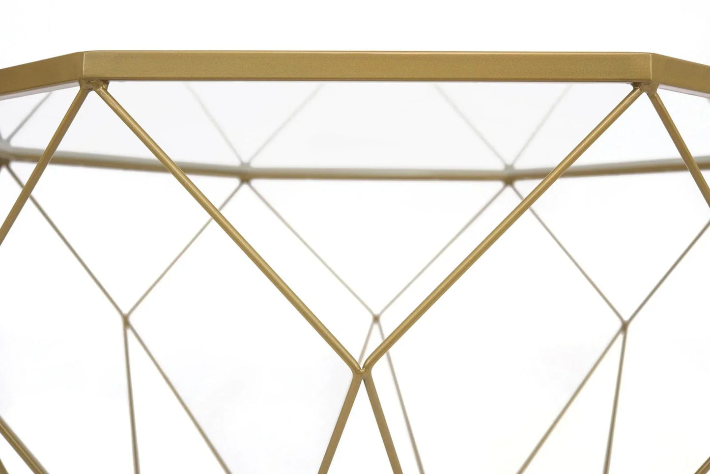 Malibu Octagon Glass Tabletop Coffee Table / End Table With Gold Metal Base - Elax Furniture