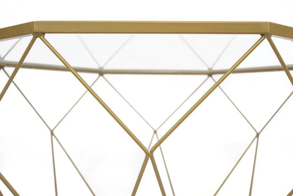 Malibu Octagon Glass Tabletop Coffee Table / End Table With Gold Metal Base - Elax Furniture