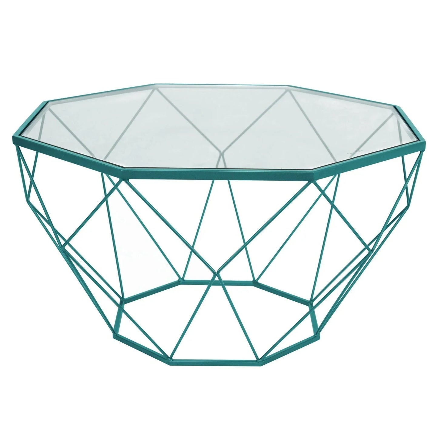 Malibu Modern Octagon Glass Top Coffee Table With Gold Metal Base - Elax Furniture