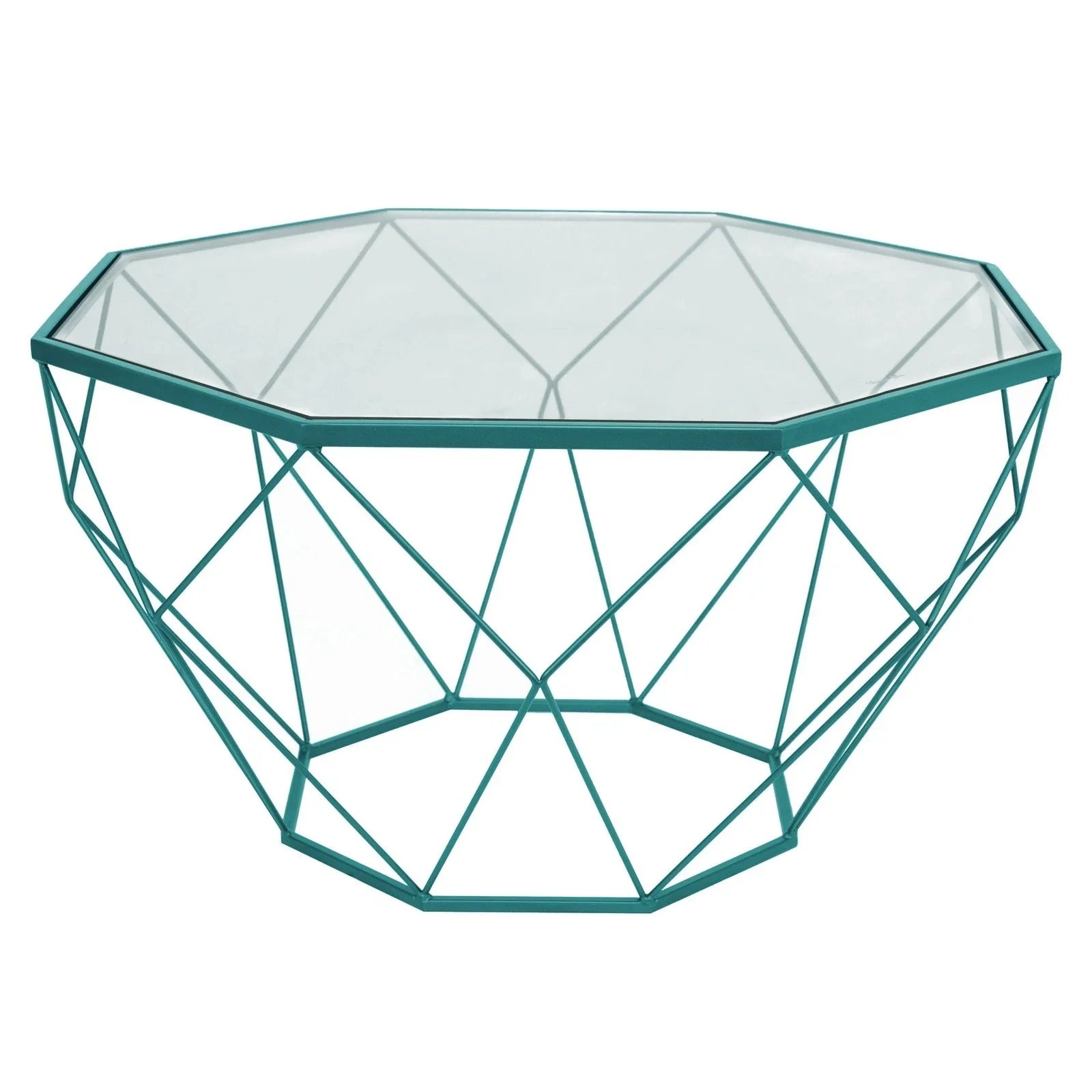 Malibu Modern Octagon Glass Top Coffee Table With Gold Metal Base - Elax Furniture