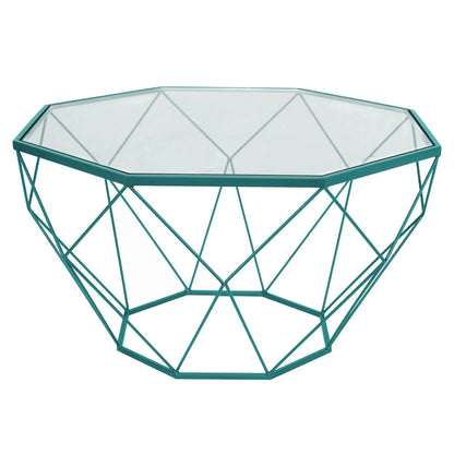 Malibu Modern Octagon Glass Top Coffee Table With Gold Metal Base - Elax Furniture