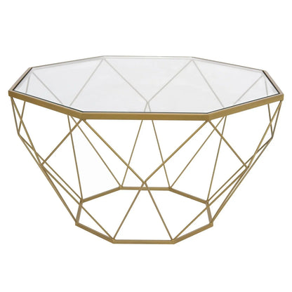 Malibu Modern Octagon Glass Top Coffee Table With Gold Metal Base - Elax Furniture