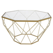 Malibu Modern Octagon Glass Top Coffee Table With Gold Metal Base - Elax Furniture
