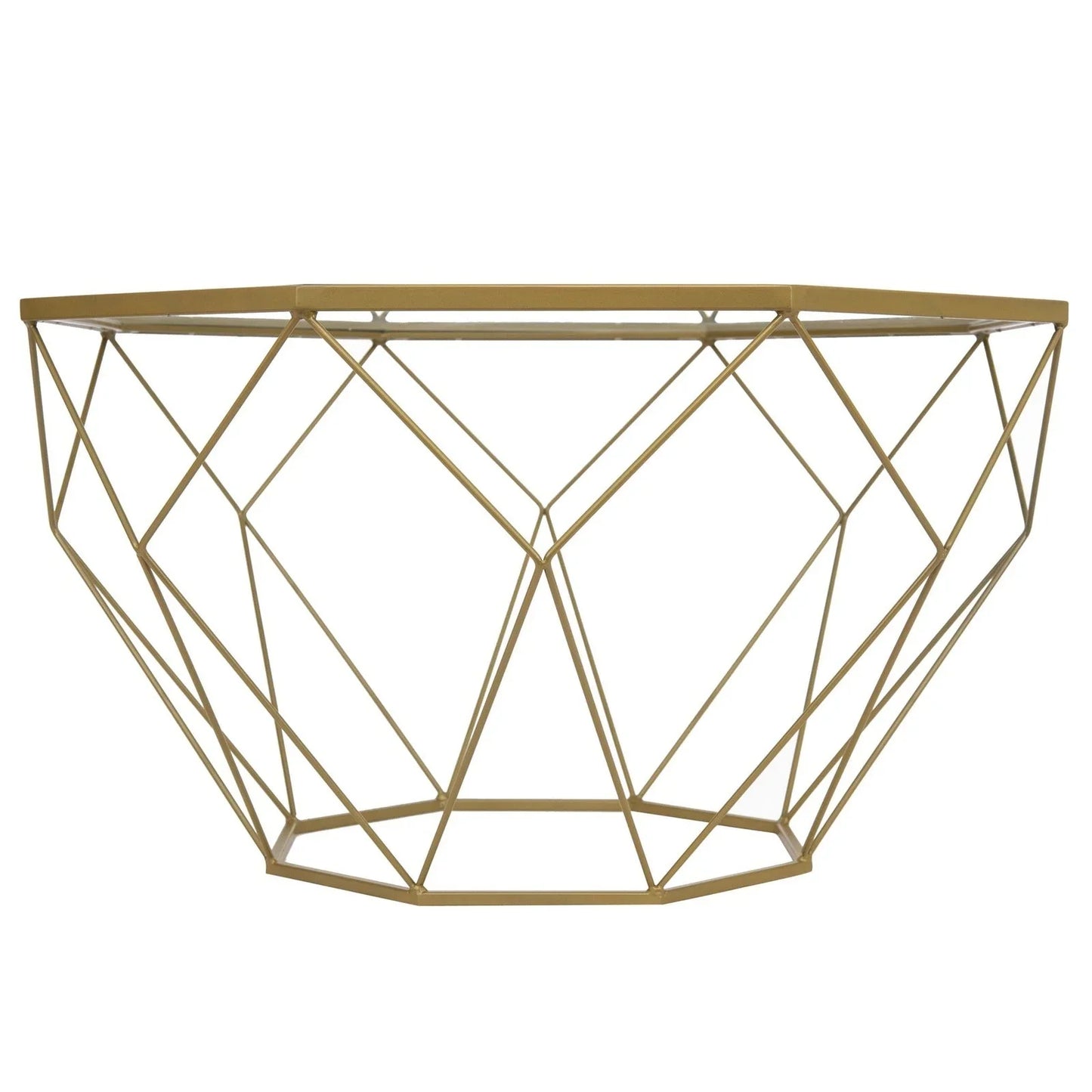 Malibu Modern Octagon Glass Top Coffee Table With Gold Metal Base - Elax Furniture
