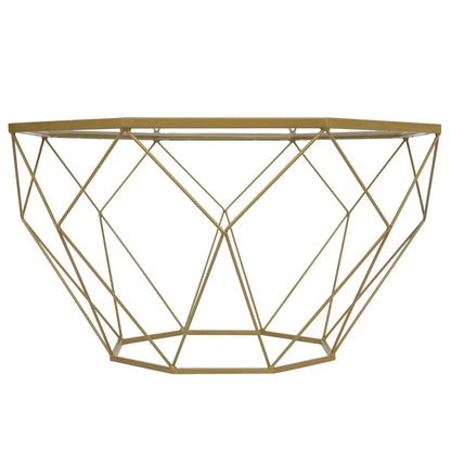 Malibu Modern Octagon Glass Top Coffee Table With Gold Metal Base - Elax Furniture