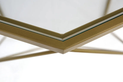 Malibu Modern Octagon Glass Top Coffee Table With Gold Metal Base - Elax Furniture