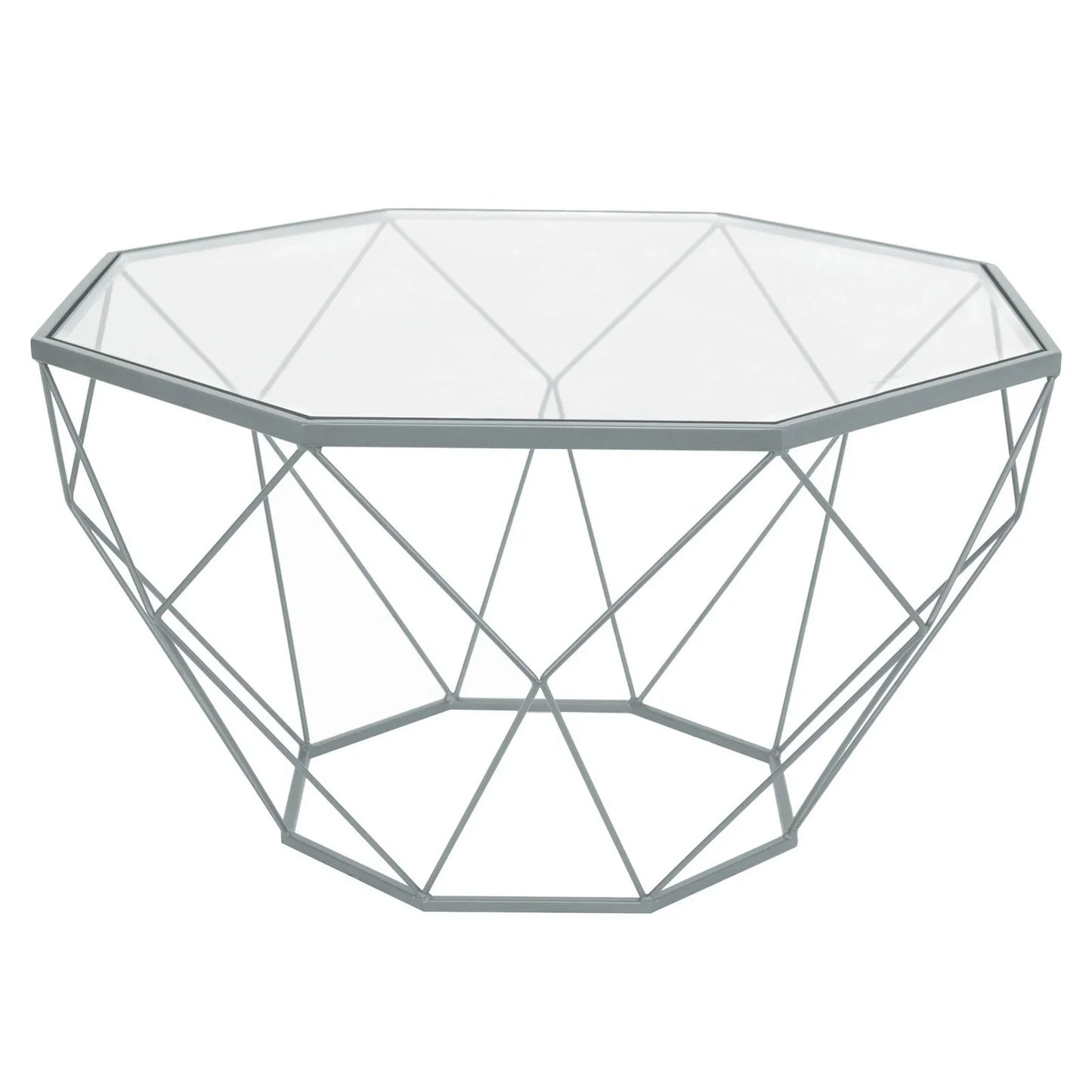 Malibu Modern Octagon Glass Top Coffee Table With Gold Metal Base - Elax Furniture