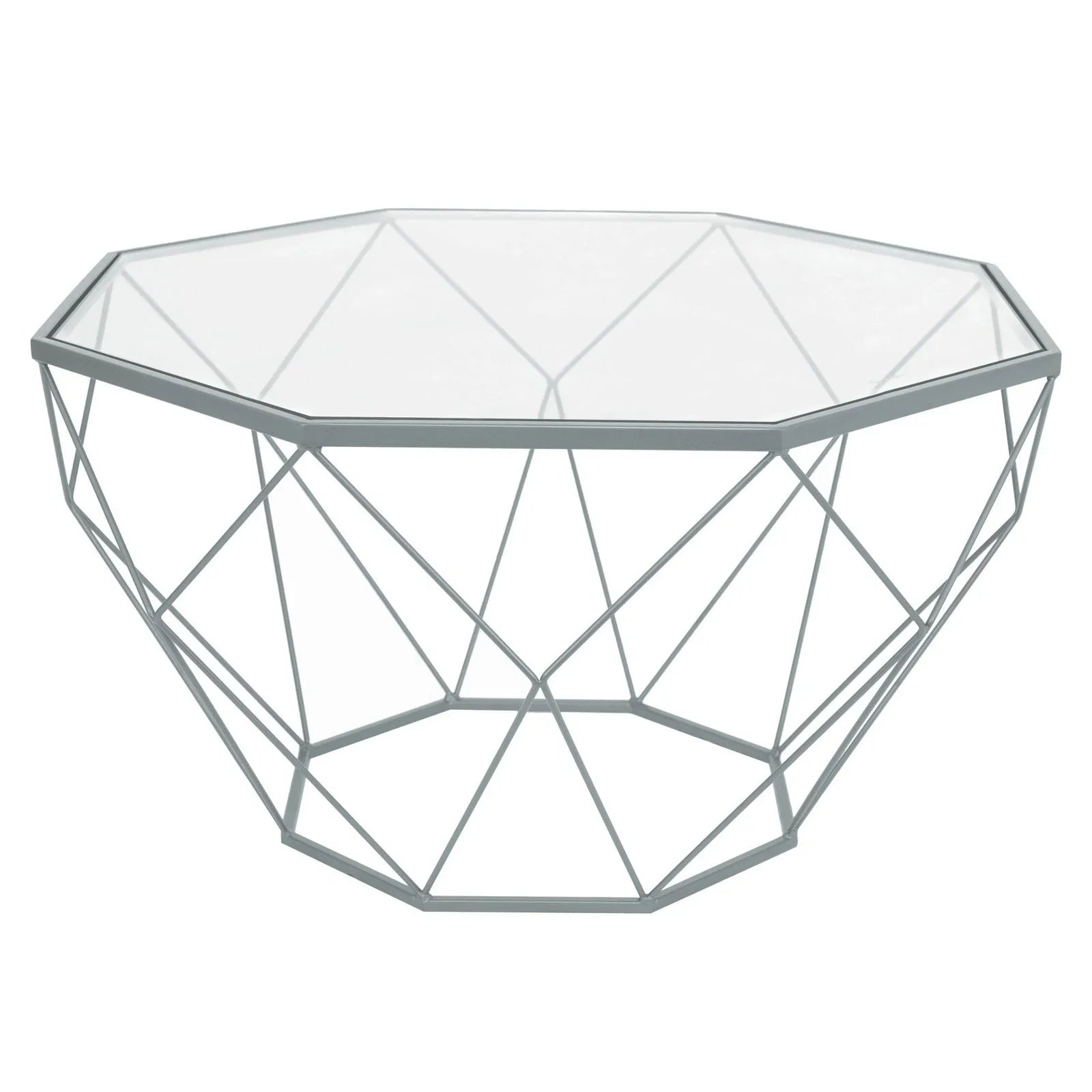 Malibu Modern Octagon Glass Top Coffee Table With Gold Metal Base - Elax Furniture
