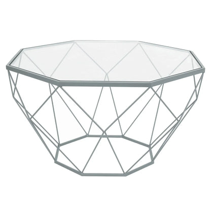 Malibu Modern Octagon Glass Top Coffee Table With Gold Metal Base - Elax Furniture