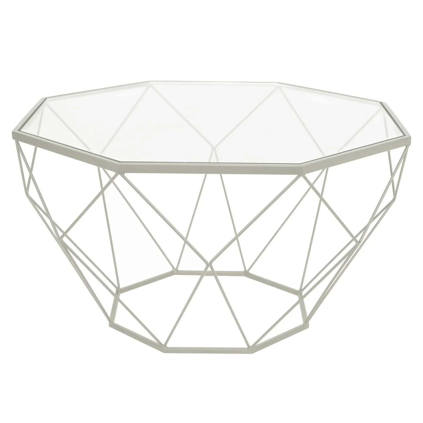 Malibu Modern Octagon Glass Top Coffee Table With Gold Metal Base - Elax Furniture