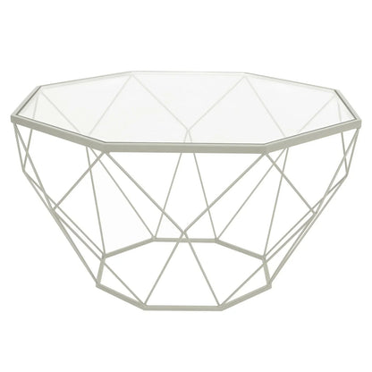 Malibu Modern Octagon Glass Top Coffee Table With Gold Metal Base - Elax Furniture