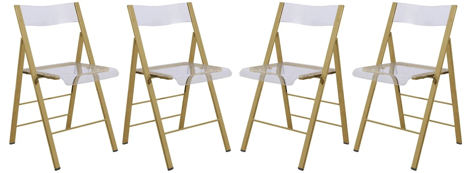 Menno Modern Acrylic Gold Base Folding Chair, Set of 4 - Elax Furniture