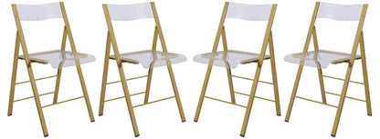 Menno Modern Acrylic Gold Base Folding Chair, Set of 4 - Elax Furniture