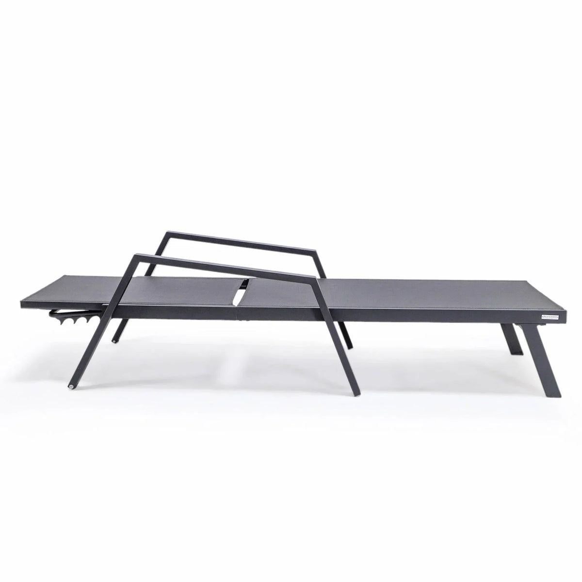 Marlin Patio Chaise Lounge Chair with Armrests in Black Aluminum Frame, Set of 2 - Elax Furniture