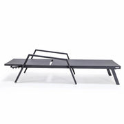 Marlin Patio Chaise Lounge Chair with Armrests in Black Aluminum Frame, Set of 2 - Elax Furniture
