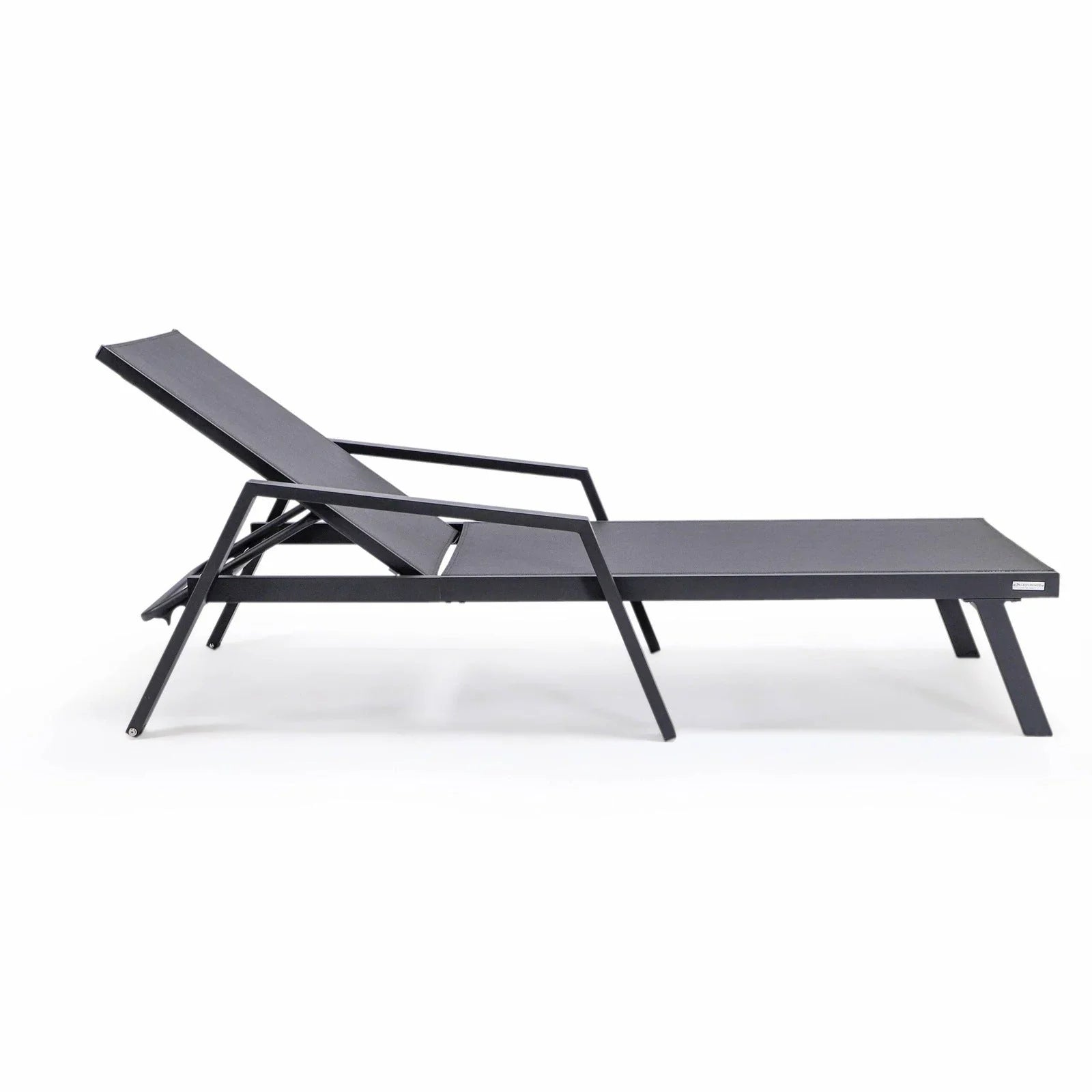 Marlin Patio Chaise Lounge Chair with Armrests in Black Aluminum Frame, Set of 2 - Elax Furniture